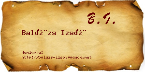 Balázs Izsó névjegykártya